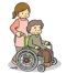 イラスト：車椅子の女性を介護している様子