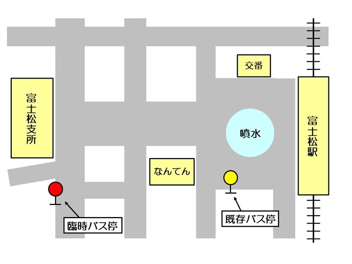 地図：臨時バス停の位置図