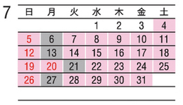2026年7月カレンダー画像