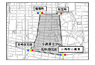 原崎、稲場地区におけるゾーン30の地図