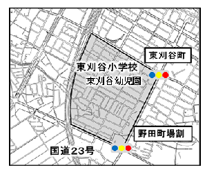 東刈谷地区におけるゾーン30の地図