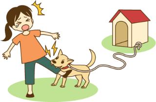 イラスト:犬が人に咬みついている