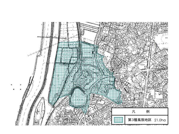 地図：亀城跡風致地区告示