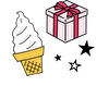 ソフトクリームとプレゼントの画像
