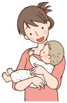 イラスト：赤ちゃんを抱っこする女性