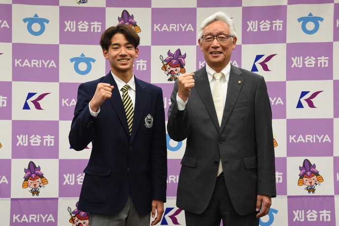 村佐選手と市長