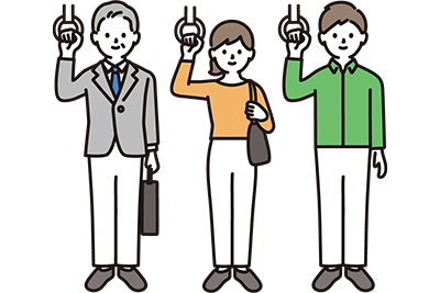 電車で通勤する人のイラスト