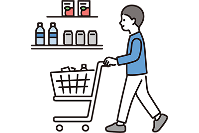 スーパーで買い物する人のイラスト