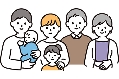 多世代の人々のイラスト