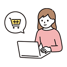 ネットショッピングをする女性のイラスト