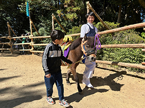 「おまんと」の馬と子どもの写真