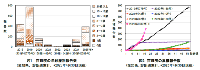 百日咳の発症数の推移