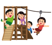 遊具で遊ぶこども